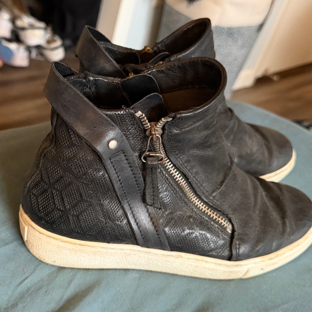 Miz Mooz Black Leather High-Top Sneakers